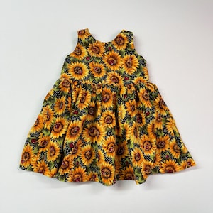 blue dress for baby girl Vintage 90s grunge sunflower dress Boho patchwork sundress tiered  sleeveless S/M main image 1