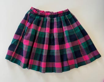 Vintage Pink Soda Kids Plaid Pleated Skirt | Made in Canada | Size 6 Kidcore