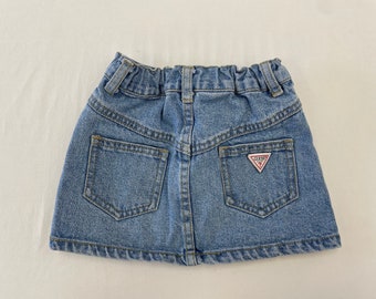 90s Kids Toddler Vintage Baby Guess USA Denim Mini Skirt 1y 2y 12m 24m 2T Made in USA 100% Cotton