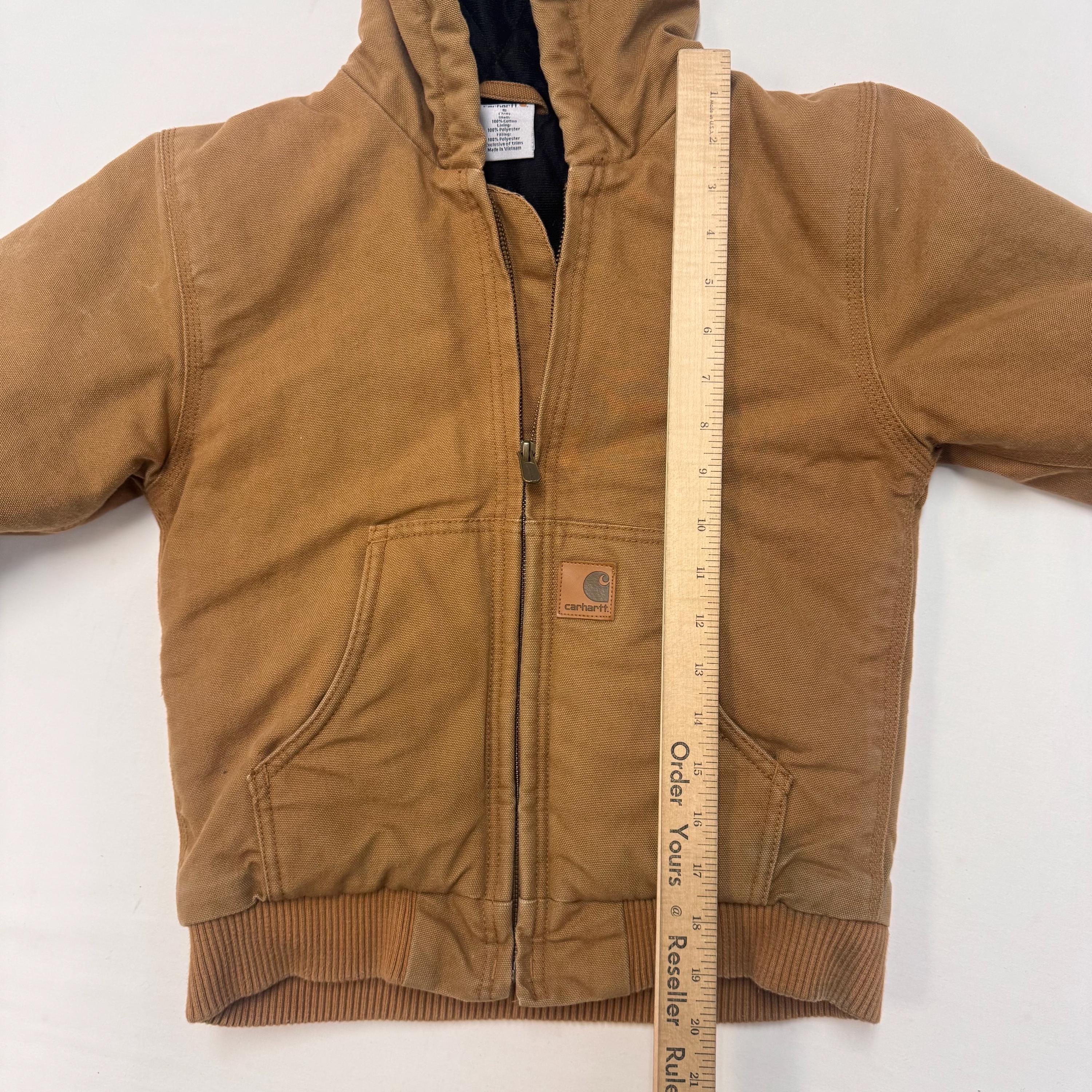 Kids Carhartt Active Light Brown Canvas Thick Lined Zip