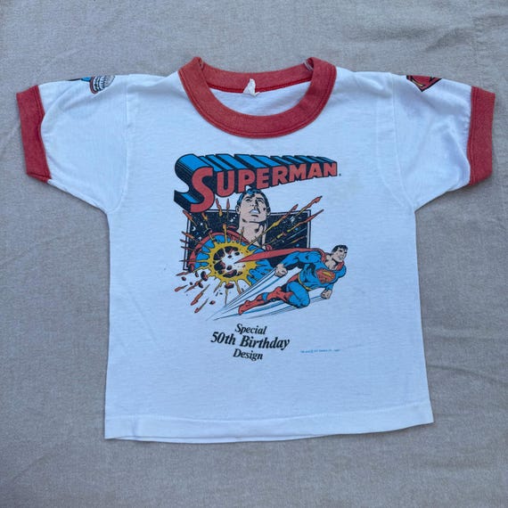 Vintage 80s Superman T-Shirt, 50th Birthday Design, Size 3-5Y