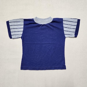 80s 90s Kids Toddler Vintage MacGregor Navy Gray Stripe Sleeves Baseball Uniform Style Half Sleeve Ringer Tshirts / 2T 3T 4T