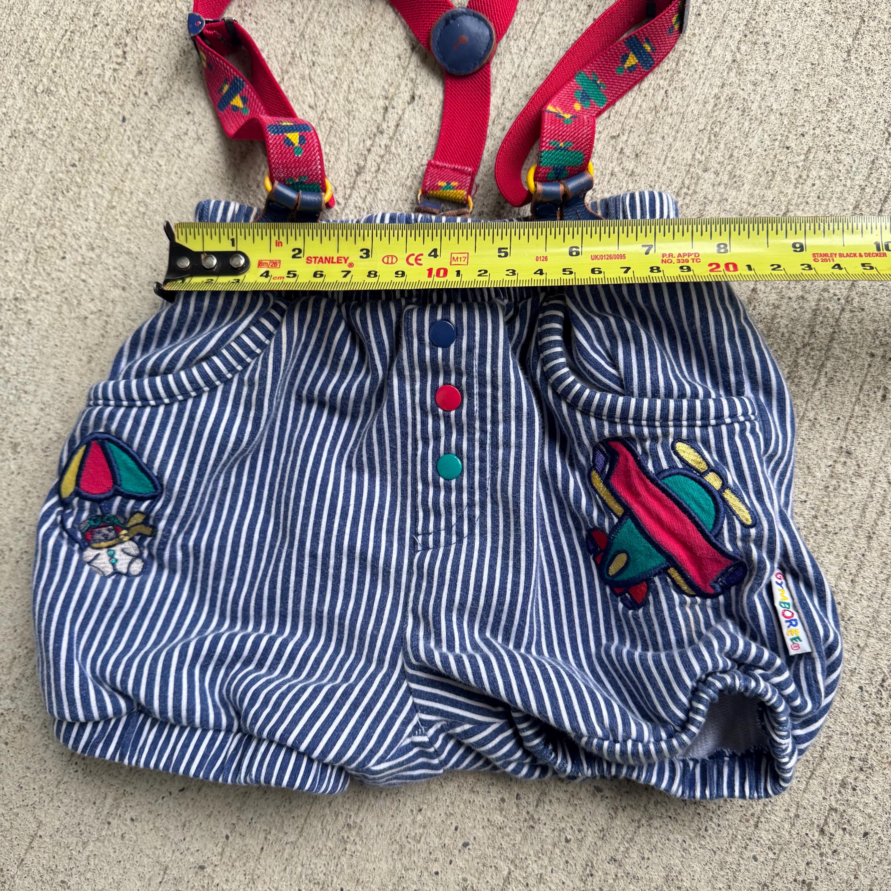 キッズ古着 ヴィンテージ Gymboree ショートオール small 90s Kids Baby Vintage Gymboree Stripe Short With Plane Suspenders