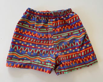 Vintage 90s Kid System Geometric Aztec Print Shorts | Made in Canada | Size 5