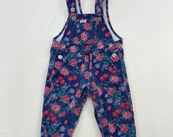 90s Kids Vintage Lee Flower Pattern Denim Overall 12m