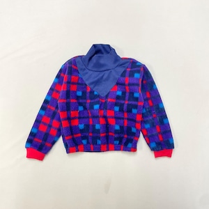 Vintage 90-tals fleece-tröja för barn, geometrisk polotröja (storlek 4T)