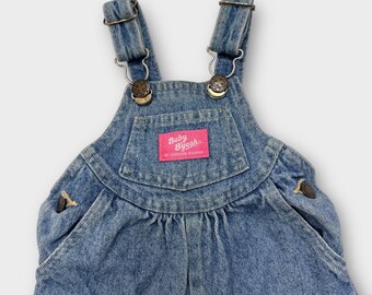 90s Baby Vintage Oshkosh Denim Overall Made in USA 12m Pink