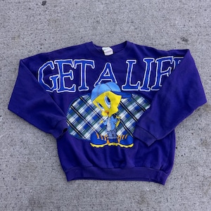 Sudadera morada para niños y jóvenes de los 90, Piolín, Looney Tunes "Get a Life" (8, 9 y 10 años)