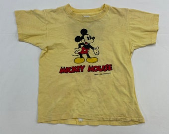 80s Kids Vintage Disney Mickey Double Sided Print Distressed Tshirt 8-10y