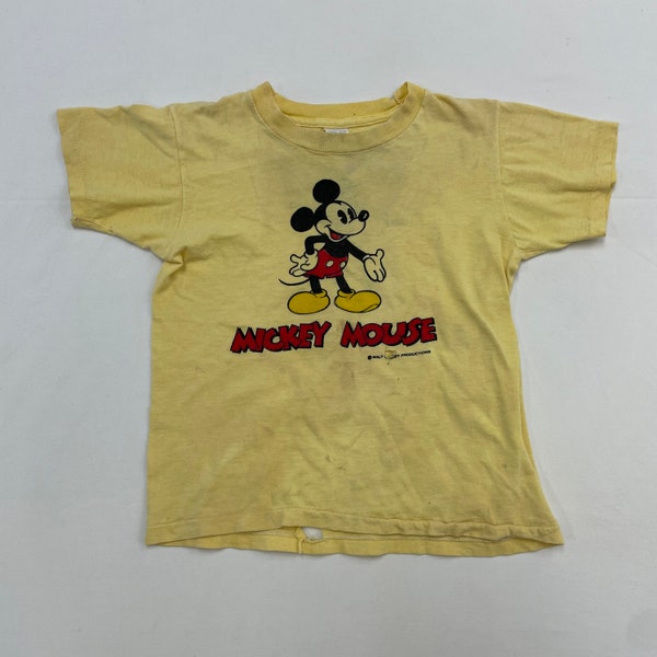 80s Kids Vintage Disney Mickey Double Sided Print Distressed Tshirt 8-10y