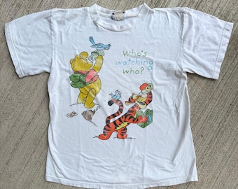 90s Kids Vintage Disney Pooh Multicolour Striped Long Sleeve V