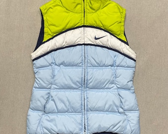 Y2K Vintage Nike Puffer Vest, Youth Women's Pink Green, Size US14