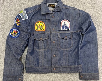 70s Youth Vintage Kang Denim Jacket With Patches Size 16Y - Etsy