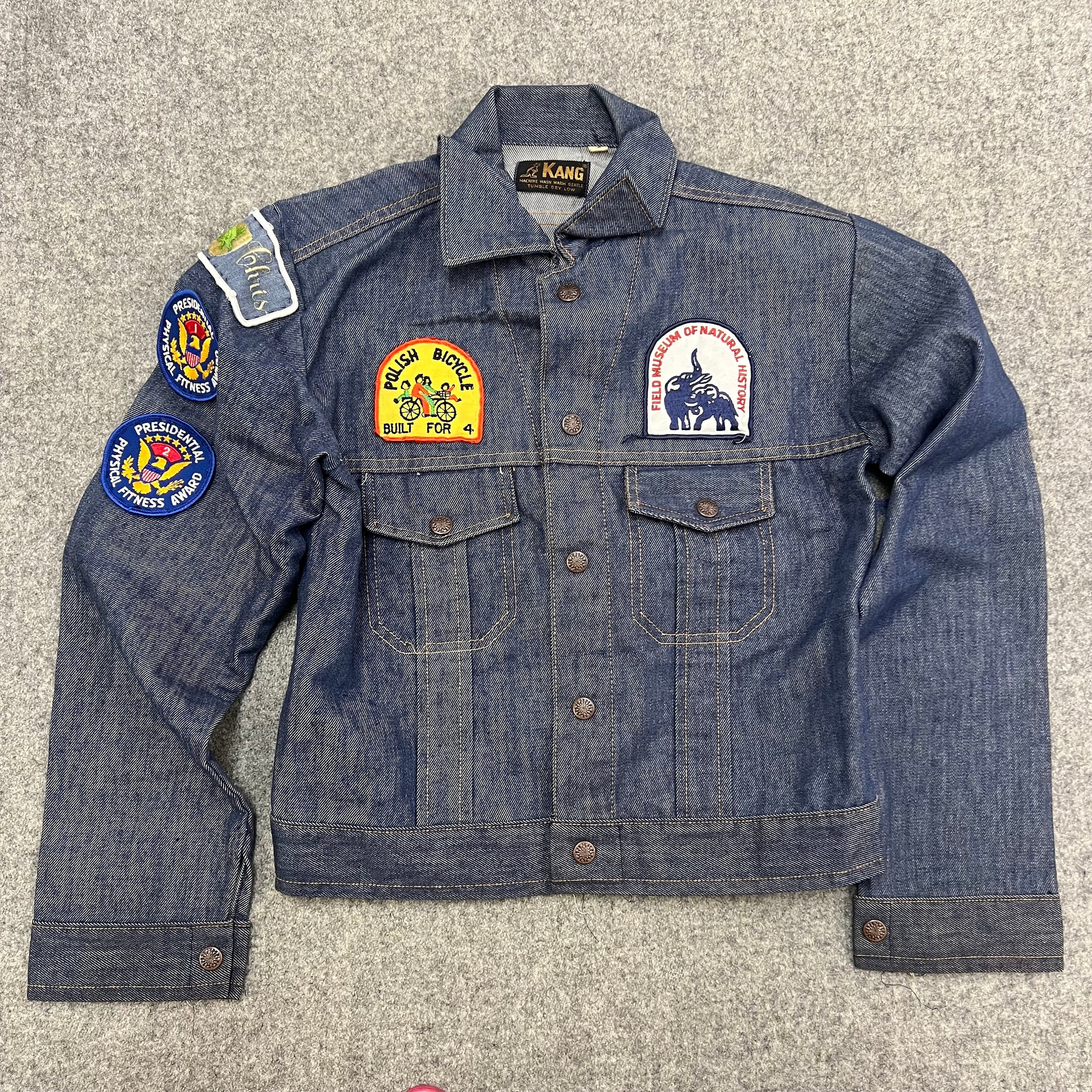 70s Youth Vintage Kang Denim Jacket With Patches Size 16Y - Etsy