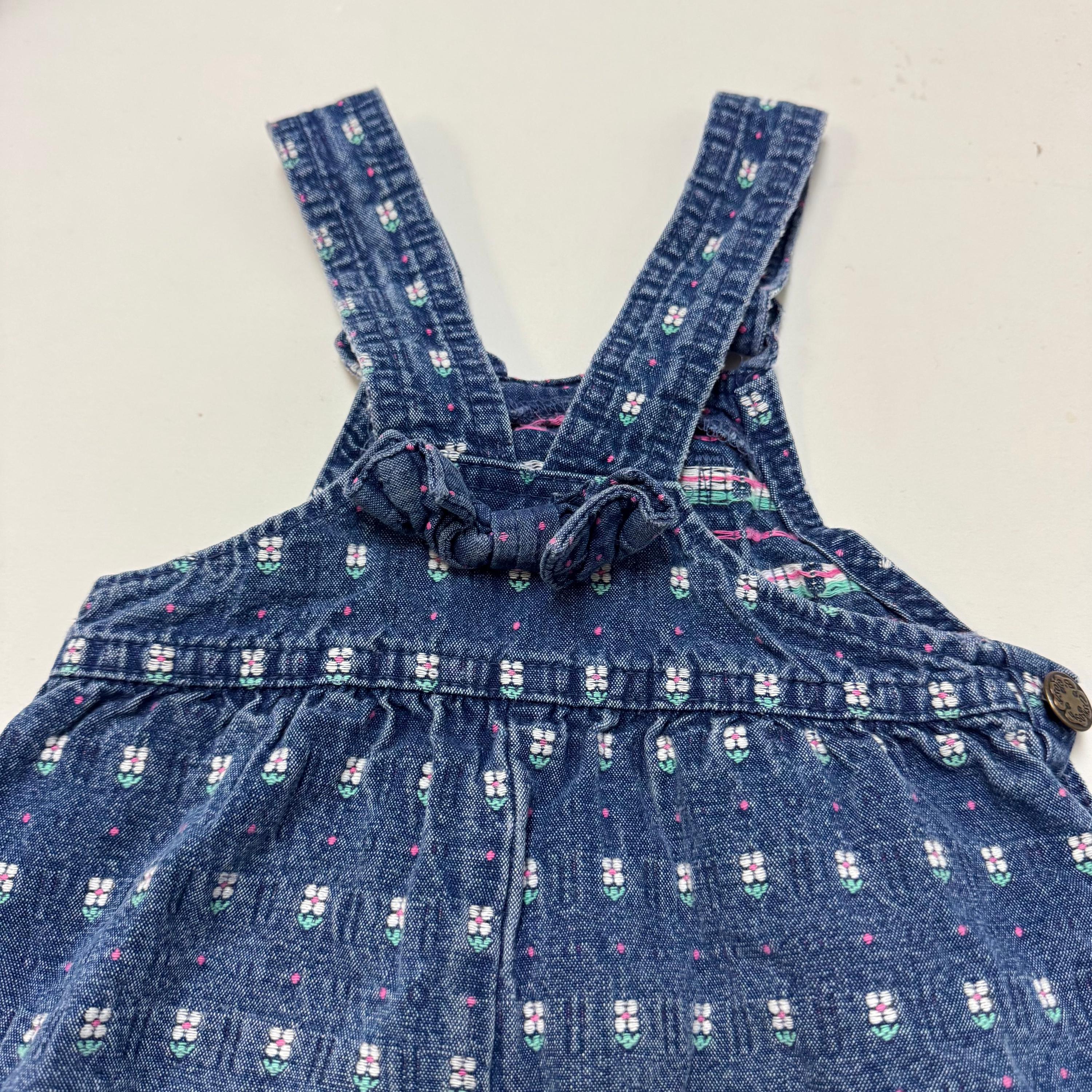 ヴィンテージ オシュコシュ デニム オーバーオール 2T：花柄刺繍 
