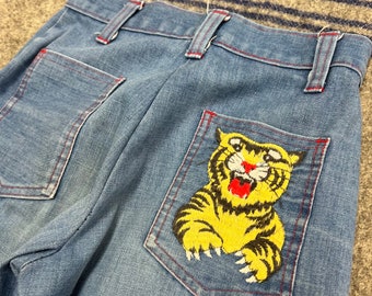 希少な Ed Hardy タイガー刺繍ジーンズ 幼児用 ダークブルー Y2K