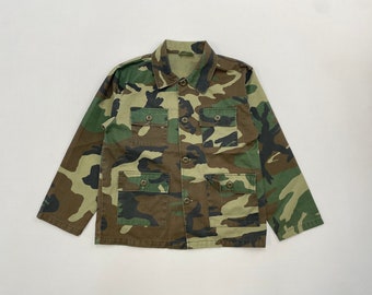 Années 90, début des années 2000, veste légère vintage Army Camo Woodland pour enfants, 16 ans, 17 ans et 18 ans