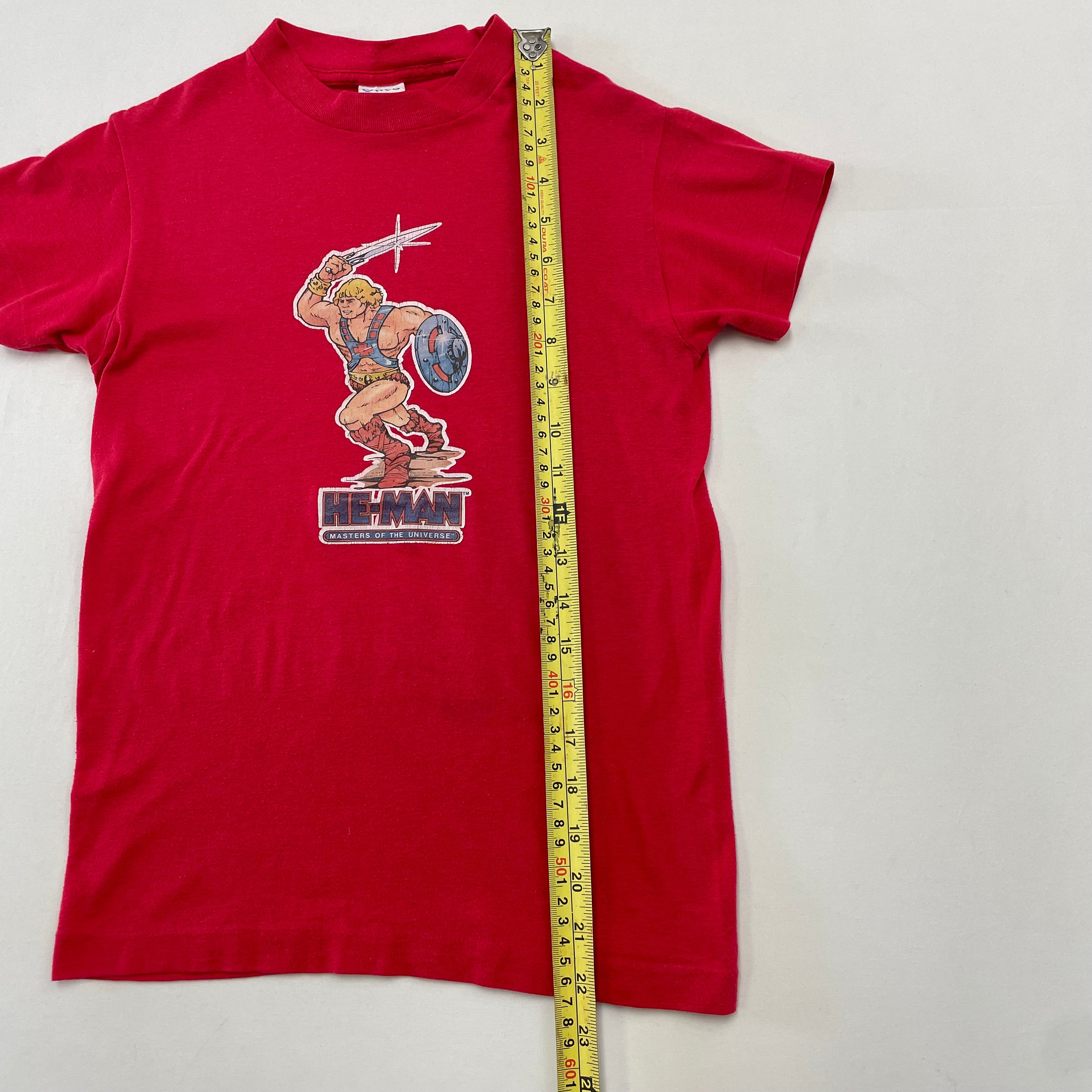 Vintage 80s He-man T-shirt: Masters of the Universe, Youth L, Red