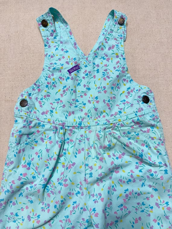 Vintage Oshkosh Bgosh Floral Overalls: 90s Kids Mint Green, 4-6y