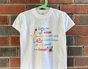 90er Kinder Kleinkind Vintage Jugendstil Canada Single Stitch Weiß Souvenir Tshirt / 2T 3T