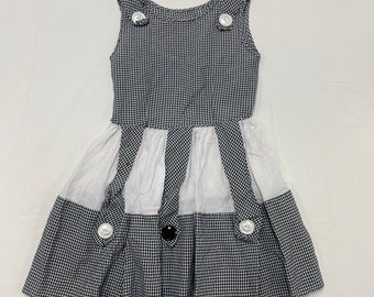 Robe en coton à carreaux vintage pour enfants des années 70/80, 4-6 ans