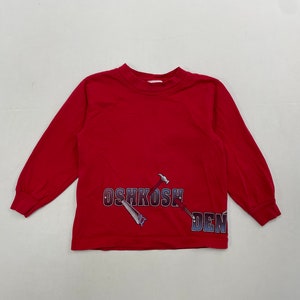 90s Y2K Kids Toddler Vintage Oshkosh Bgosh Oshkosh Denim Co Tool Print Red Long Sleeve Tshirt / 2y 3y / 100% Cotton / Made in USA