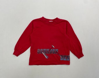 Vintage Oshkosh Bgosh Kids Red Tool Print Long Sleeve T-Shirt (Size 3T)