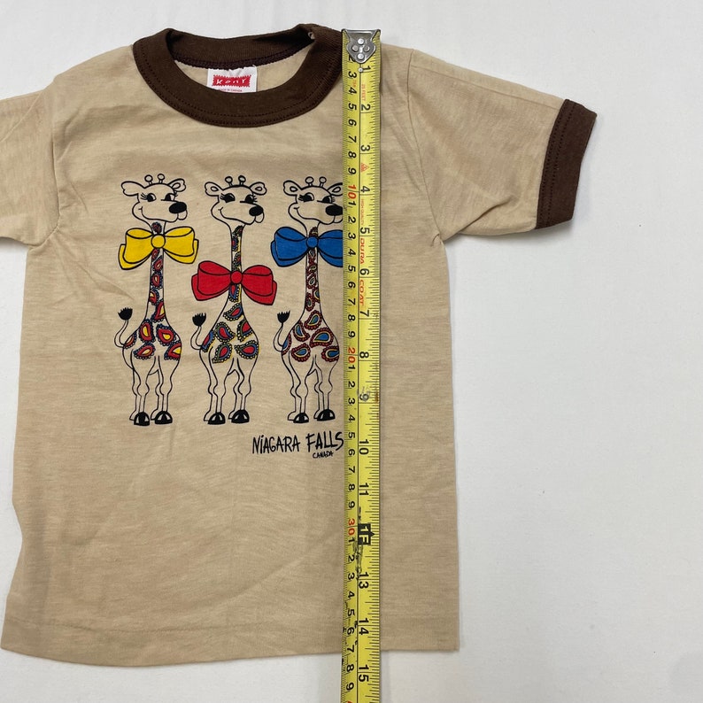 Maglietta Deadstock anni '90 per bambini, vintage, giraffa, Paisley, Cascate del Niagara, Canada, souvenir, suoneria, 3/4 anni immagine 7