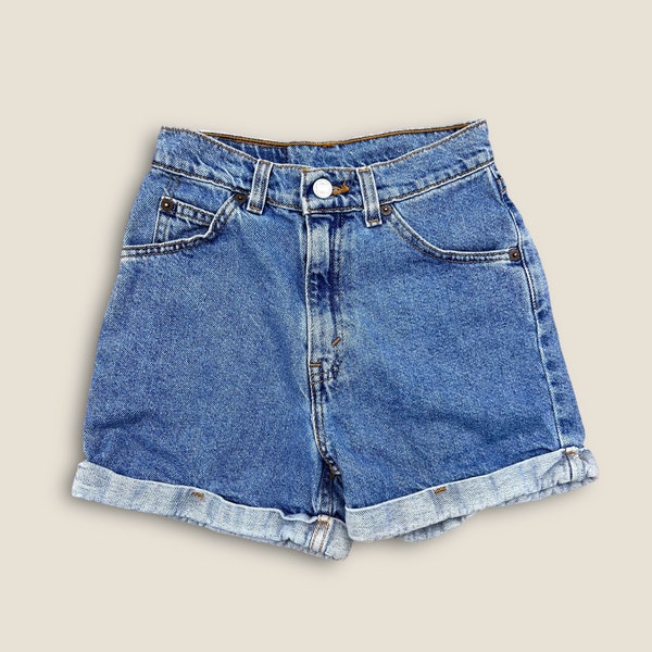 Vintage Kids Youth Girl Levi’s denim shorts with fold Festival Shorts Cutoff Shorts