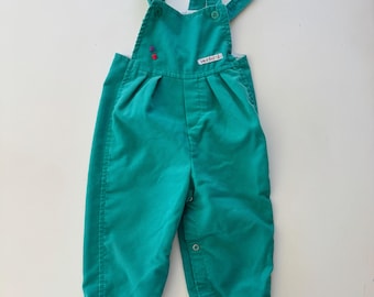 ヴィンテージ 80年代 90年代 ヘルステックス ティールグリーン コーデュロイ オーバーオール | 24ヶ月 | キッドコア風ベビーロンパース | アメリカ製 | レトロ ユニセックス 幼児用