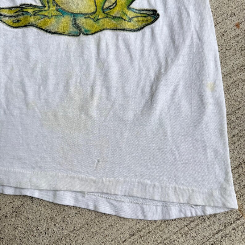 70s Kids Vintage Sparkly RIBET Frog Print Rangler T-Shirt M 7Y 8Y 9Y Baby Tee Made In USA