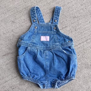 Infant Baby Girl Vintage Oshkosh B’gosh  Denim Pleated Shortalls 3m 6m