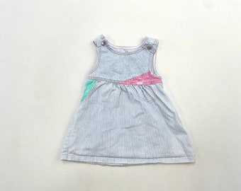 90er Jahre Y2K Anfang 2000 Kinder Kleinkind Vintage Lee Washed Denim Kleid 12m 24m 2T 3T / Hergestellt in den USA / 100 % Baumwolle