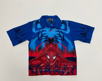 Chemise en polyester Spider-Man 2 AOP vintage pour enfants de l'an 2000 pour enfants 4T