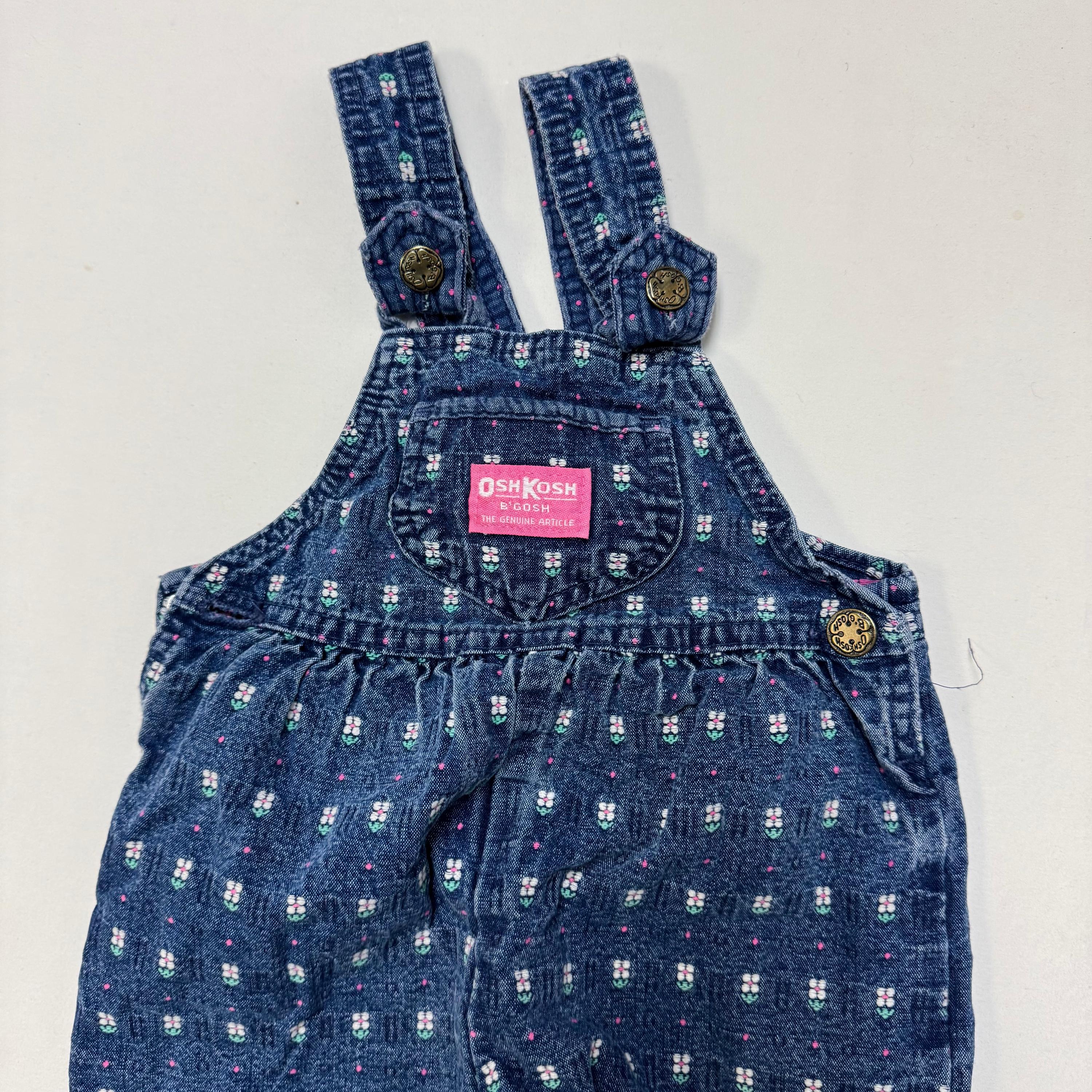 Vintage Oshkosh Denim Overalls 2T: Floral Embroidered Baby Clothes