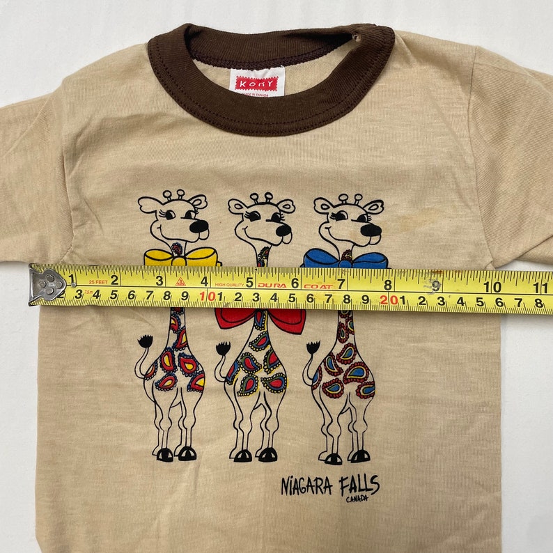 Maglietta Deadstock anni '90 per bambini, vintage, giraffa, Paisley, Cascate del Niagara, Canada, souvenir, suoneria, 3/4 anni immagine 6