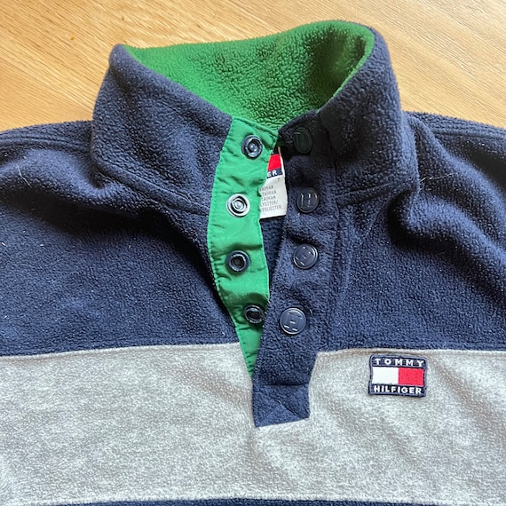 Vintage Kids Tommy Hilfiger Snap Stripe Fleece 7 - image 2