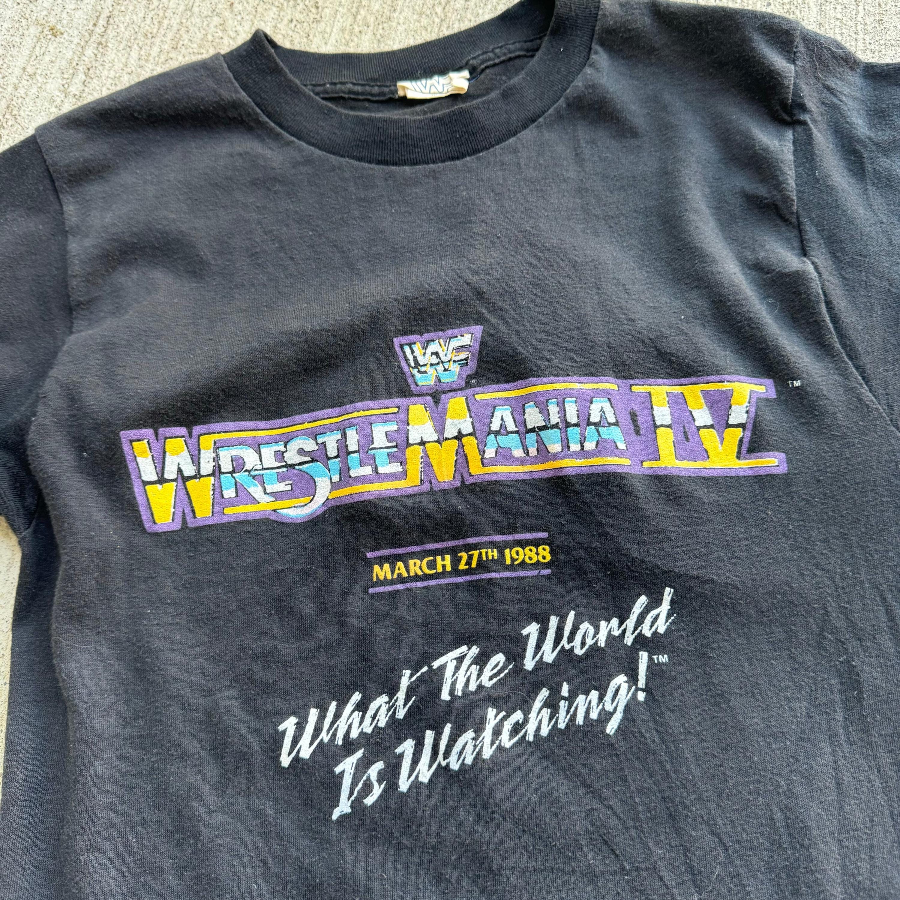 1988 Kids Youth Small Vintage WWF Wrestlemania IV Black 50