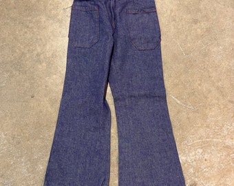 Vintage Kids 80s Denim Flare Jeans with Front Pockets 4-6y