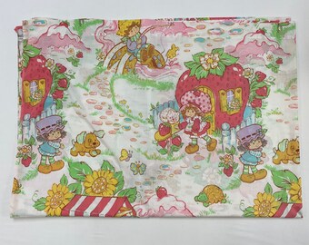 80s Vintage Strawberry Shortcake Flat Sheet Twin