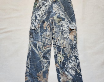 Y2K Mossy Oak Camo Cargo Pants Youth Medium 8-10 Adjustable Waist Gorpcore Streetwear