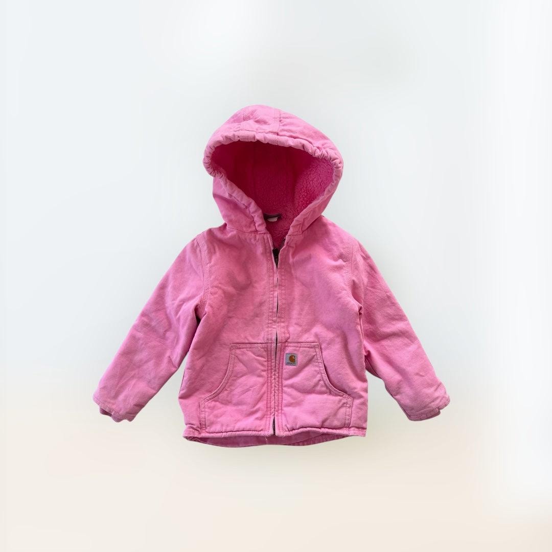 [超希少] Carhartt Pink Active Jacket Rare VTG CARHARTT Active Canvas Denim Full Zip Hooded Jacket