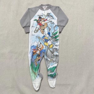 70年代 80年代 ヴィンテージ キッズ 幼児 乳児 ミッキー&フレンズ ドナルドダック グーフィー ハイキング フリース ラグランスリーブ PJ ジップアップ フーティー ロンパース / 24 m 2T 3T