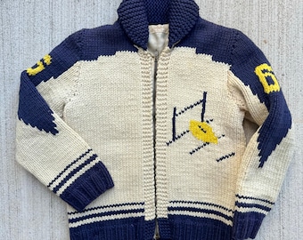 Vintage KANATA Hand Knit Chunky Cowichan Inspired Sweater Jacket