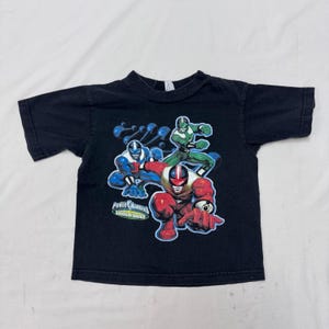 Kids Toddler Vintage Power Rangers Black Short Sleeve 100% Cotton T-Shirt S 4Y