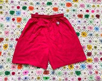Pantalones cortos de entrenamiento de algodón rojo Champion vintage de los años 90, talla S
