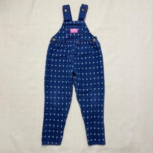 90s Kids Toddler Vintage Oshkosh Bgosh Flower AOP Tapered Ribbon Denim Overall / 3T 4T overall