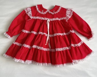 80s/90s Kids Vintage Raffle Lace Dress 24m