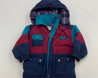 90s/Y2K Kids Oshkosh Bgosh insulated jacket with removable hood 2/3y