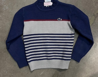 80s Kids Youth Vintage Izod Lacoste stripe acrylic sweater size 12